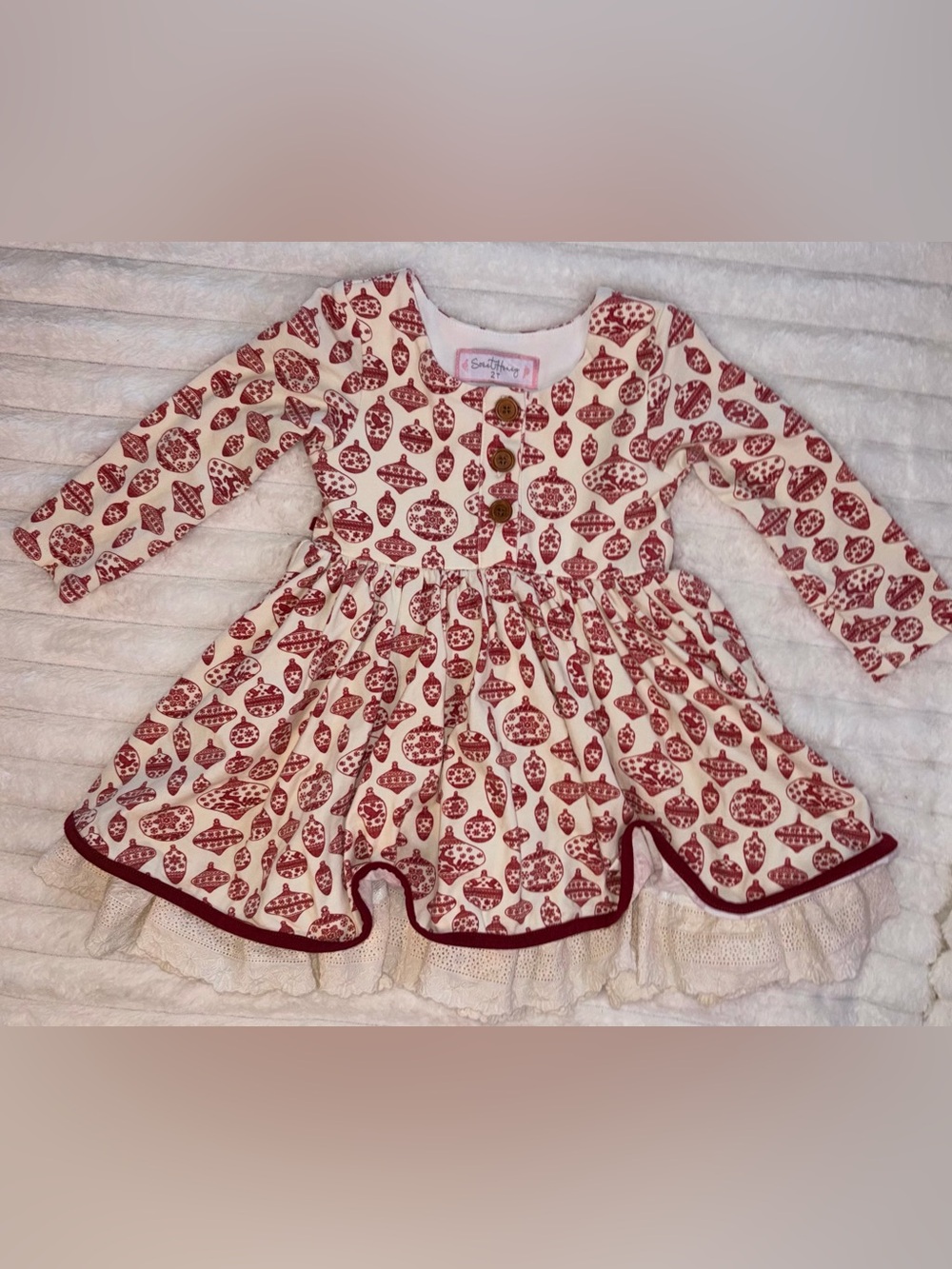 Sweet honey girls Christmas Ornament Twirl Dress sz 2T EUC